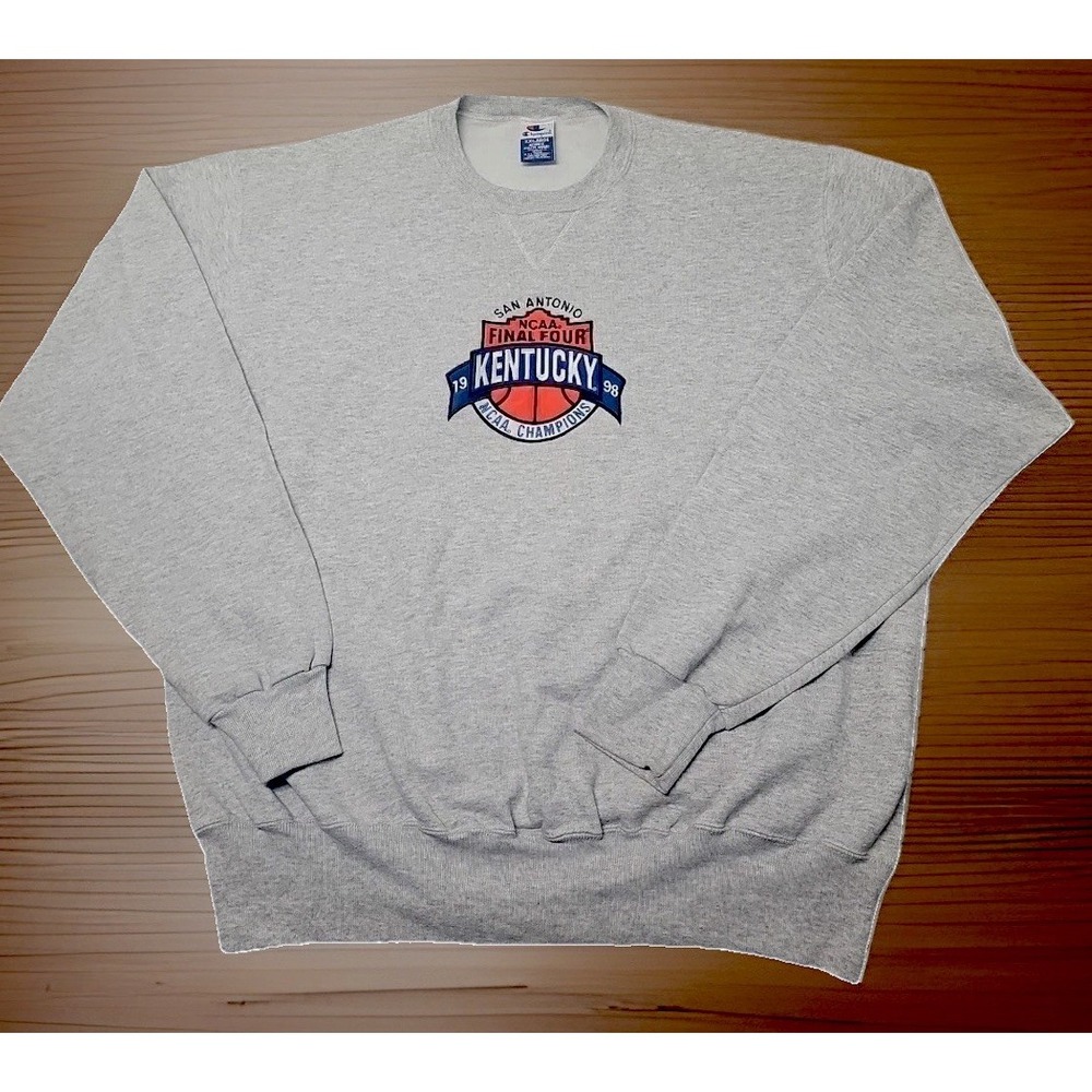 VTG 1998 Kentucky Wildcats National Champions Champion Sweatshirt 2XL Grey EUC
